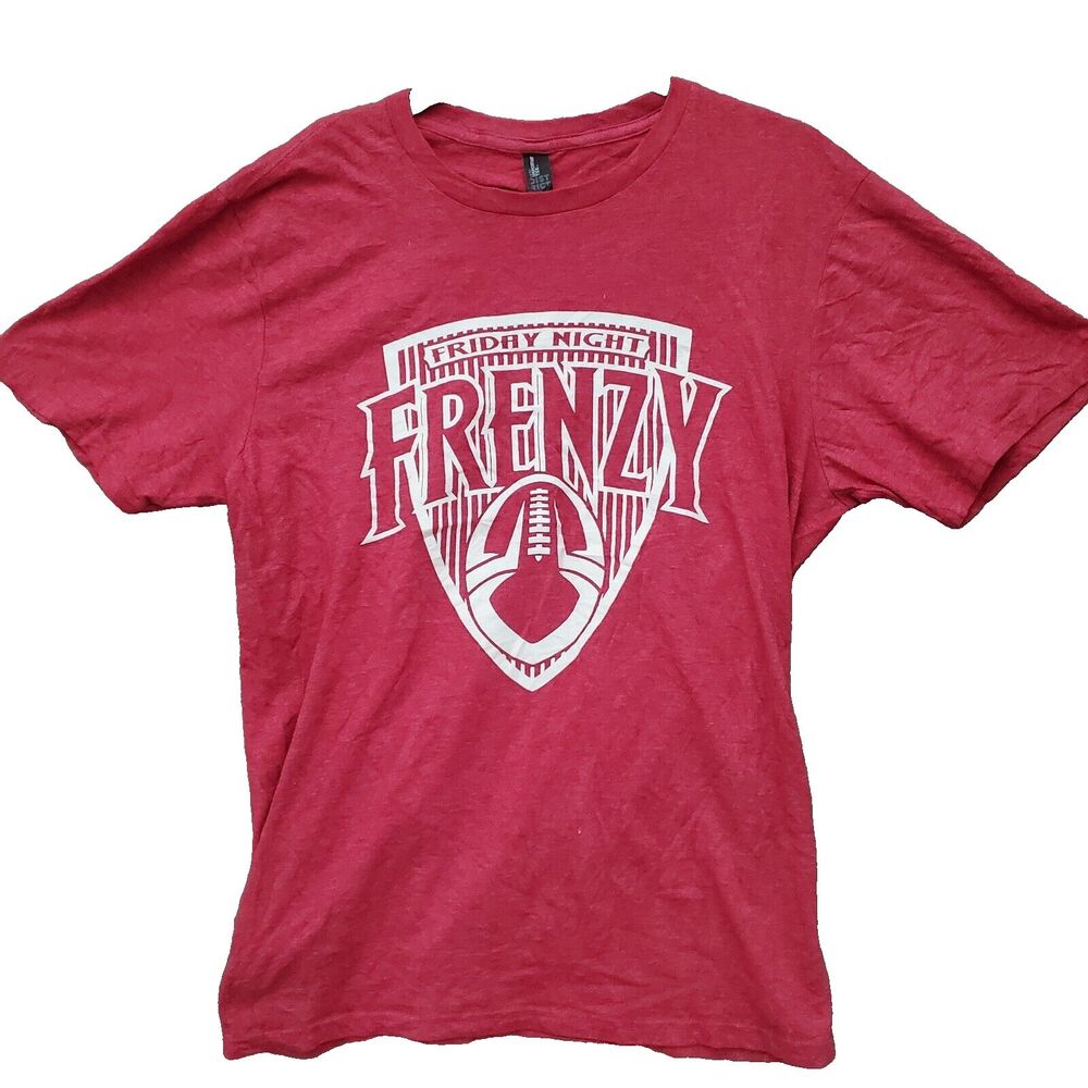 Friday Night Frenzy Football T-Shirt Red Short Sleeve Adult Size Large Game Day